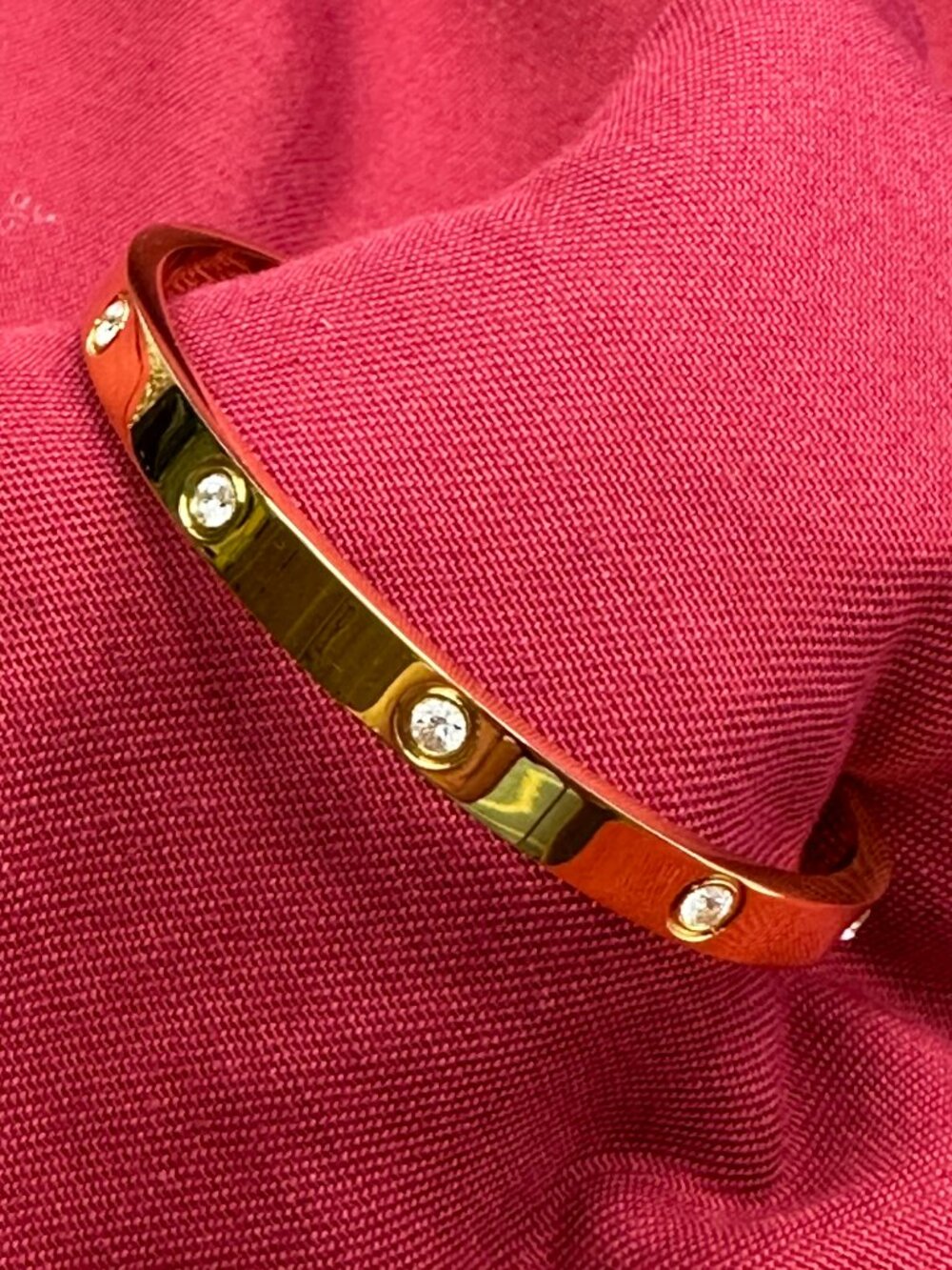 Gold-Plated Open Cuff Bracelet w/CZ accents